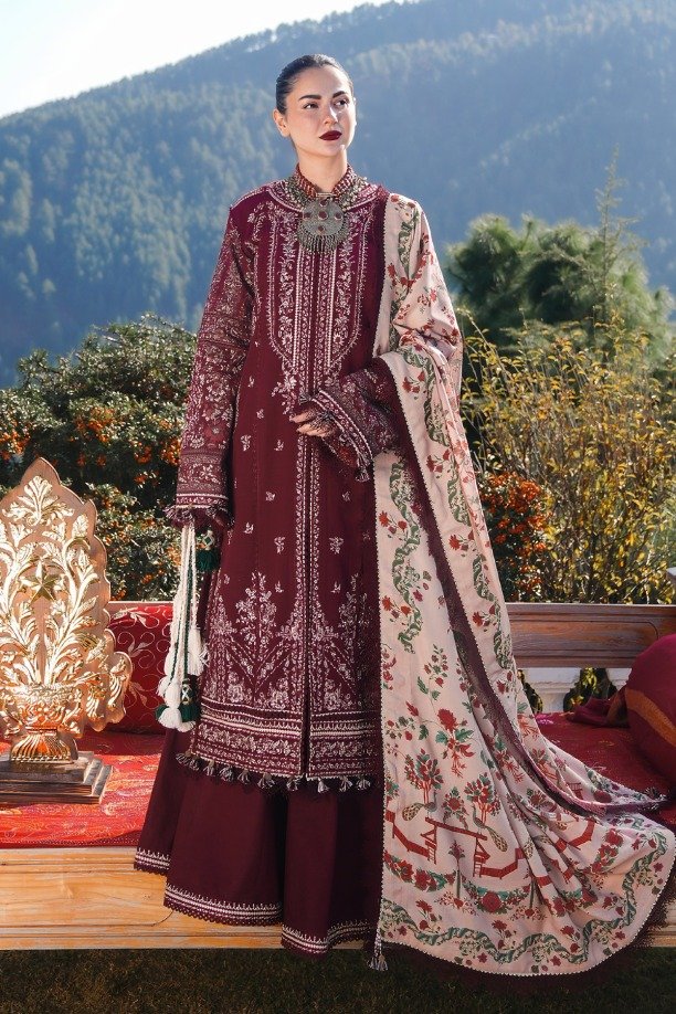 Untitled-design-12-40 Hussain Rehar – 3pcs Lawn Embroidered With Chiffon Printed Dupatta – 205 - Image 1