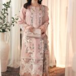 Jade – 3pcs Lawn Embroidered With Indian Chiffon Dupatta – 909