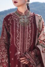 Hussain Rehar – 3pcs Lawn Embroidered With Chiffon Printed Dupatta – 205 - Image 3