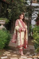 Aneela’s – 3pcs Lawn Emb With Ready To Wear Chiffon Dupatta – 824 - Image 3