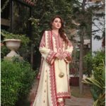 Aneela’s – 3pcs Lawn Emb With Ready To Wear Chiffon Dupatta – 824