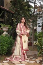 Aneela’s – 3pcs Lawn Emb With Ready To Wear Chiffon Dupatta – 824