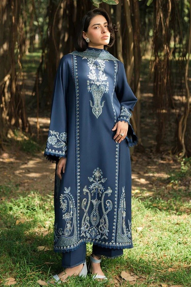 httpsdivinjaipur.comproductsdastaan-e-neelum-a-royal-chronicle-woven-in-midnight-and-gold-suit-41-23 Asim Jofa – 3pcs Lawn Embroidered With Chiffon Emb Dupatta – 3319 - Image 1