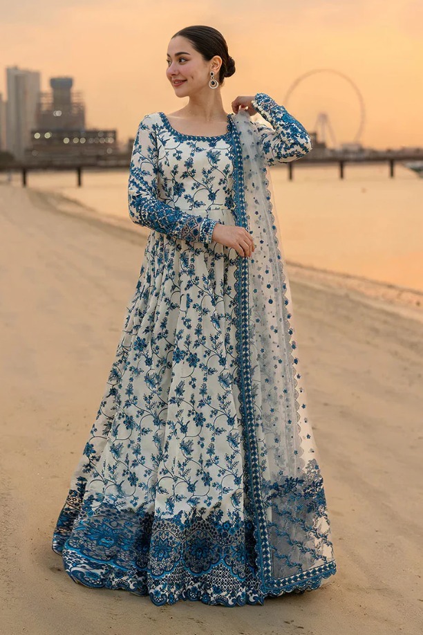 httpsdivinjaipur.comproductsdastaan-e-neelum-a-royal-chronicle-woven-in-midnight-and-gold-suit-41-33 (1) Faiza Saqlain – 3pcs Lawn Emb With Emb Chiffon Dupatta – 3412 - Image 1