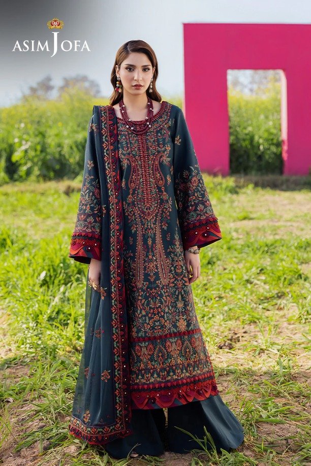 httpsdivinjaipur.comproductsdastaan-e-neelum-a-royal-chronicle-woven-in-midnight-and-gold-suit-42-22 Asim Jofa – 3pcs Lawn Emb With Chiffon Emb Dupatta – 51211 - Image 1