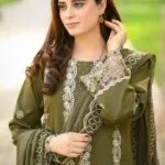 Libas – 3pcs Dhanak Embroidered With Dhanak Emb Shawl – 3542 - Image 4