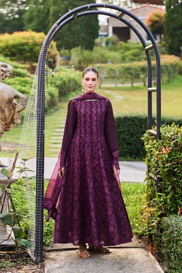 18116092736 Farasha – 3pcs Dhanak Embroidered With Dhanak Emb Shawl – 3511 - Image 1