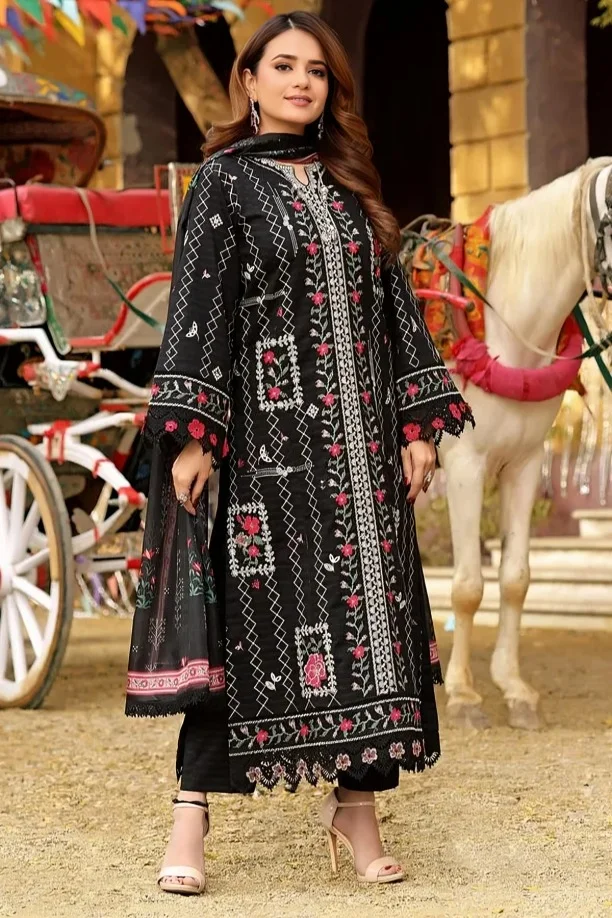 27480713234 Aneela’s – 3pcs Dhanak Embroidered With Dhanak Emb Shawl – 5122 - Image 1