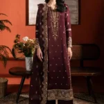 Asim Jofa – 3pcs Dhanak Embroidered With Dhanak Emb Shawl – 3200