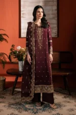 Asim Jofa – 3pcs Dhanak Embroidered With Dhanak Emb Shawl – 3200