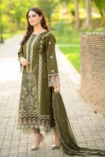 Libas – 3pcs Dhanak Embroidered With Dhanak Emb Shawl – 3542 - Image 2