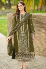 Libas – 3pcs Dhanak Embroidered With Dhanak Emb Shawl – 3542