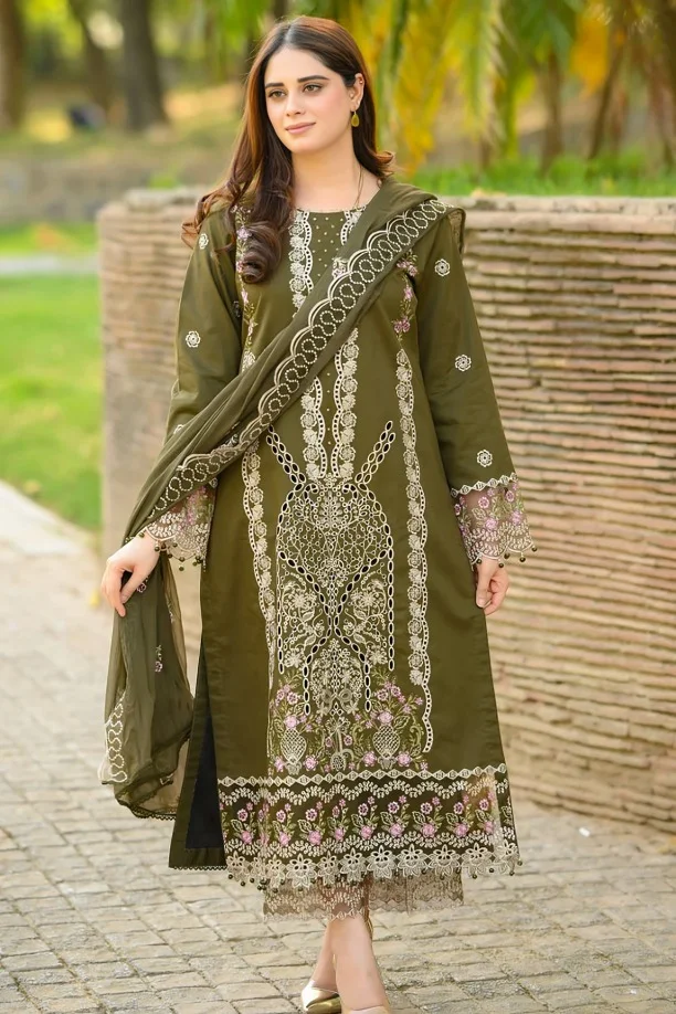 48270617525 Libas – 3pcs Dhanak Embroidered With Dhanak Emb Shawl – 3542 - Image 1