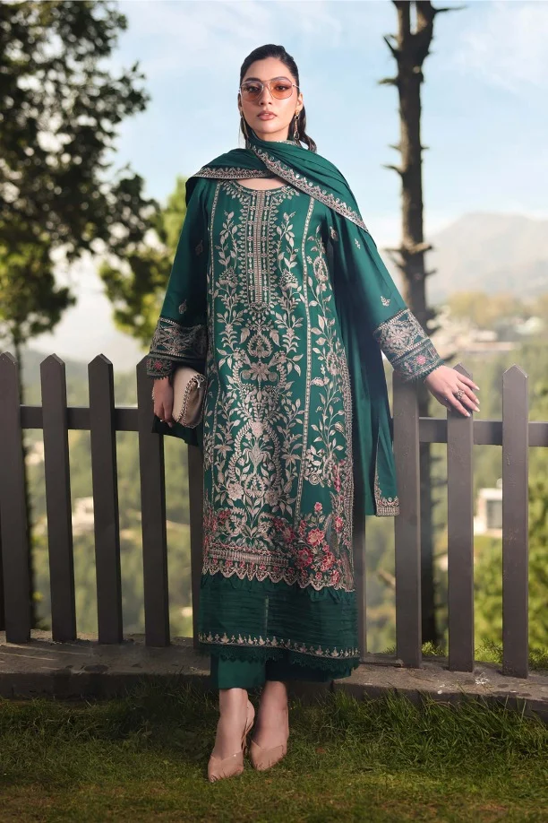54297623731 Maria B – 3pcs Dhanak Embroidered With Dhanak Emb Shawl – 837 - Image 1