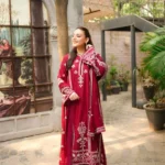 Aneela’s – 3pcs Dhanak Embroidered With Dhanak Emb Shawl – 855
