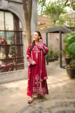 Aneela’s – 3pcs Dhanak Embroidered With Dhanak Emb Shawl – 855