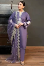 Kokum – 3pcs Dhanak Emb With Dhanak Emb Shawl – 679