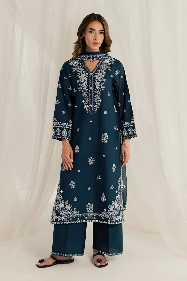 98486893827 Batik – 3pcs Dhanak Emb With Dhanak Emb Shawl – 3532 - Image 1