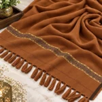 J. Men’s Winter Wool Shawl With Beautiful Kinari Emb – Rust