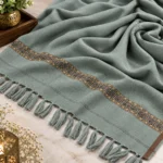 J. Men’s Winter Wool Shawl With Beautiful Kinari Emb – Grey